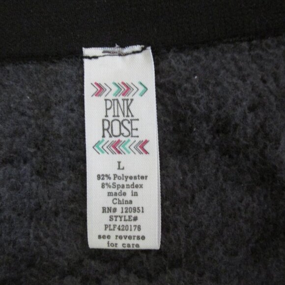 PINK ROSE WOMENS JUNIOR'S SIZE L LEGGINGS BLACK NORDIC ANKLE LENGTH FLEECE PANTS - Picture 4 of 5